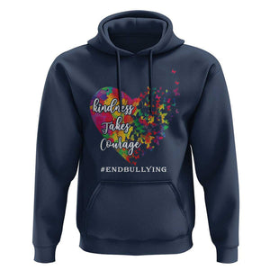 Unity Day Hoodie Kindness Takes Courage End Bullying Heart Butterfly TS11 Navy Print Your Wear