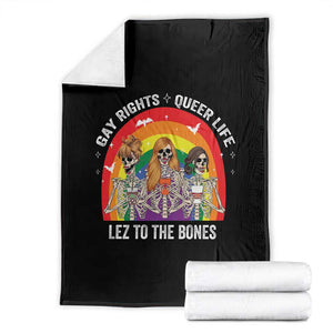 Halloween LGBT Throw Blanket Gay Rights Queer Life Lez To The Bones Skeleton TS11 Black Print Your Wear