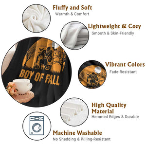 Funny Halloween Football Throw Blanket Boy Of Fall American Football Player Zombie Pumpkin Bat TS11 Print Your Wear