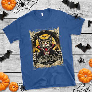 Funny Halloween Cat T Shirt The Return Of Vampurr Scary Vampire Moon Bat TS11 Royal Blue Print Your Wear