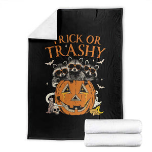 Funny Halloween Throw Blanket Trick Or Trashy Racoon Vintage Pumpkin Bat Trash TS11 Black Print Your Wear