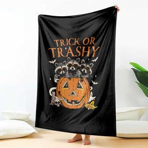 Funny Halloween Throw Blanket Trick Or Trashy Racoon Vintage Pumpkin Bat Trash TS11 Print Your Wear