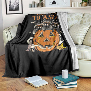 Funny Halloween Throw Blanket Trick Or Trashy Racoon Vintage Pumpkin Bat Trash TS11 Print Your Wear
