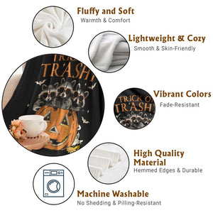 Funny Halloween Throw Blanket Trick Or Trashy Racoon Vintage Pumpkin Bat Trash TS11 Print Your Wear