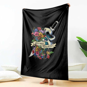 Funny Halloween Throw Blanket Sorta Sweet Sorta Spooky Ghost Flower Knife Murderer TS11 Print Your Wear