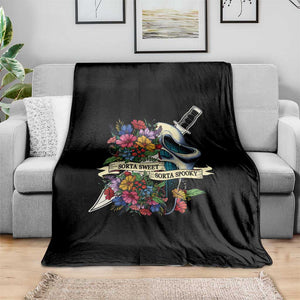 Funny Halloween Throw Blanket Sorta Sweet Sorta Spooky Ghost Flower Knife Murderer TS11 Print Your Wear