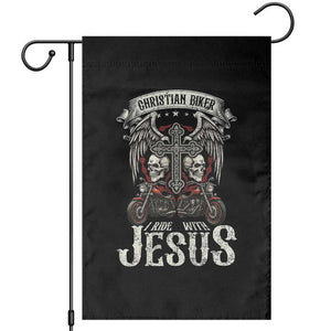Christian Biker I Ride With Jesus Garden Flag Religious Faith Motorcycle Rider Skull TS11 Black Print Your Wear