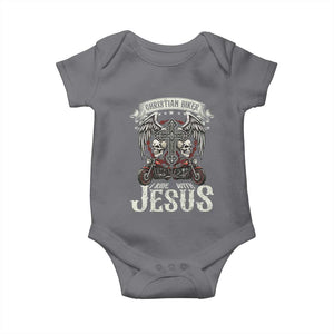 Christian Biker I Ride With Jesus Baby Onesie Religious Faith Motorcycle Rider Skull TS11 Charcoal Print Your Wear