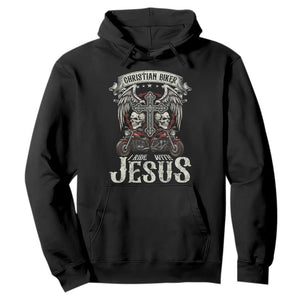 Christian Biker I Ride With Jesus Hoodie Religious Faith Motorcycle Rider Skull TS11 Black Print Your Wear