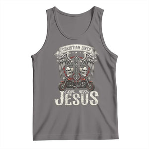 Christian Biker I Ride With Jesus Tank Top Religious Faith Motorcycle Rider Skull TS11 Deep Heather Print Your Wear