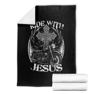 Christian Biker Throw Blanket Ride With Jesus Religious Faith Motorcycle Rider TS11 Black Print Your Wear