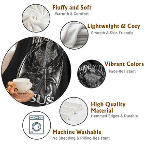 Christian Biker Throw Blanket Ride With Jesus Religious Faith Motorcycle Rider TS11 Print Your Wear