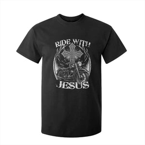 Christian Biker T Shirt For Kid Ride With Jesus Religious Faith Motorcycle Rider TS11 Black Print Your Wear