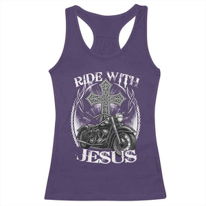 Christian Biker Racerback Tank Top Ride With Jesus Religious Faith Motorcycle Rider TS11 Purple Print Your Wear