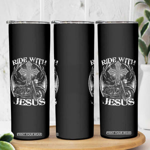 Christian Biker Skinny Tumbler Ride With Jesus Religious Faith Motorcycle Rider TS11 Print Your Wear