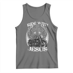 Christian Biker Tank Top Ride With Jesus Religious Faith Motorcycle Rider TS11 Black Heather Print Your Wear
