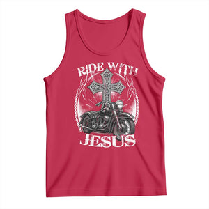 Christian Biker Tank Top Ride With Jesus Religious Faith Motorcycle Rider TS11 Red Print Your Wear