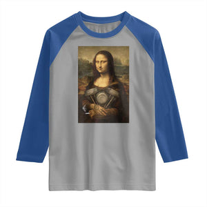 Funny Monalisa Rider Vintage Retro Motorcycle Engine Raglan Shirt TS11 Sport Gray Royal Print Your Wear