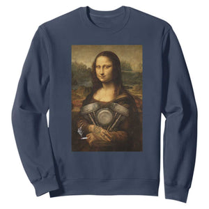 Funny Monalisa Rider Vintage Retro Motorcycle Engine Sweatshirt TS11 Navy Print Your Wear