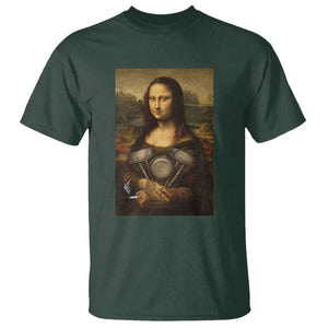 Funny Monalisa Rider Vintage Retro Motorcycle Engine T Shirt TS11 Dark Forest Green Print Your Wear