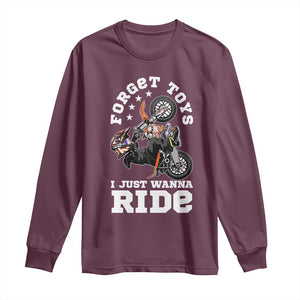 Dirt Bike Boys Long Sleeve Shirt Funny Forgive Toys I Just Wanna Ride Motocross Rider TS11 Maroon Print Your Wear