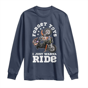 Dirt Bike Boys Long Sleeve Shirt Funny Forgive Toys I Just Wanna Ride Motocross Rider TS11 Navy Print Your Wear