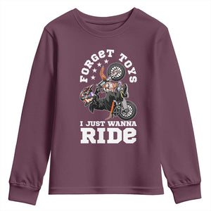 Dirt Bike Boys Youth Sweatshirt Funny Forgive Toys I Just Wanna Ride Motocross Rider TS11 Maroon Print Your Wear