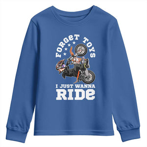 Dirt Bike Boys Youth Sweatshirt Funny Forgive Toys I Just Wanna Ride Motocross Rider TS11 Royal Blue Print Your Wear