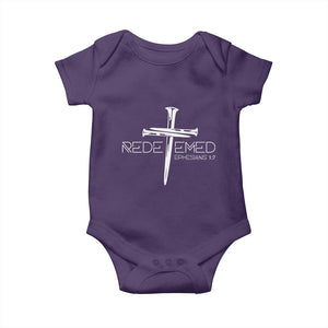 Redeemed Christian Vintage Ephesians Bible Verse Redemption Baby Onesie TS11 Purple Print Your Wear