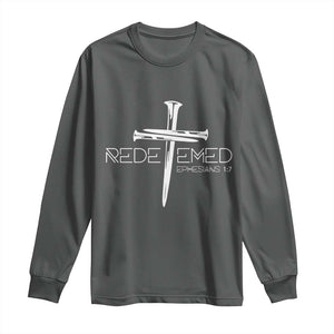 Redeemed Christian Vintage Ephesians Bible Verse Redemption Long Sleeve Shirt TS11 Dark Heather Print Your Wear