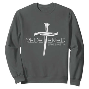 Redeemed Christian Vintage Ephesians Bible Verse Redemption Sweatshirt TS11 Dark Heather Print Your Wear