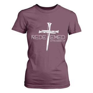 Redeemed Christian Vintage Ephesians Bible Verse Redemption T Shirt For Women TS11 Maroon Print Your Wear