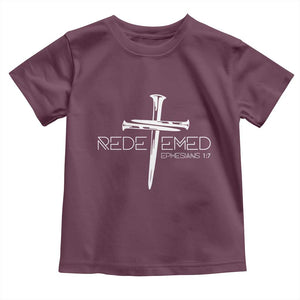 Redeemed Christian Vintage Ephesians Bible Verse Redemption Toddler T Shirt TS11 Maroon Print Your Wear