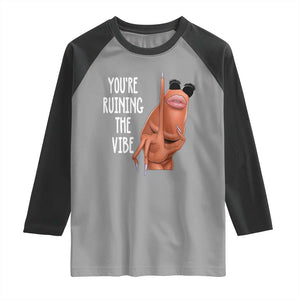 Funny Marcus Raglan Shirt You Are Ruining The Vibe Worm Meme TS11 Sport Gray Black Print Your Wear