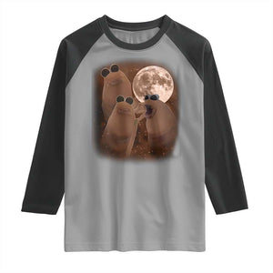 Three Marcus The Worm Moon Raglan Shirt Funny Weird Cursed Meme TS11 Sport Gray Black Print Your Wear