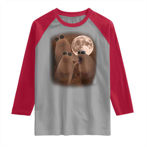 Three Marcus The Worm Moon Raglan Shirt Funny Weird Cursed Meme TS11 Sport Gray Red Print Your Wear