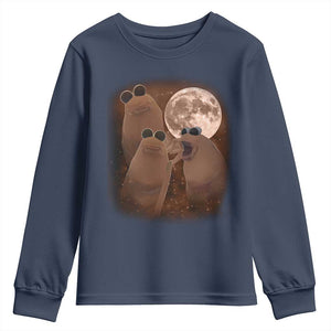Three Marcus The Worm Moon Youth Sweatshirt Funny Weird Cursed Meme TS11 Navy Print Your Wear