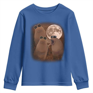 Three Marcus The Worm Moon Youth Sweatshirt Funny Weird Cursed Meme TS11 Royal Blue Print Your Wear
