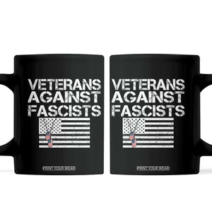 Veterans Against Fascists Coffee Mug Patriotic Soldier Vintage American Flag Dog Tag TS11 Black Print Your Wear
