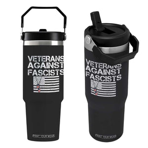 Veterans Against Fascists Flip Straw Tumbler Patriotic Soldier Vintage American Flag Dog Tag TS11 One Size: 30 oz Black Print Your Wear