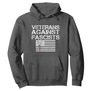 Veterans Against Fascists Hoodie Patriotic Soldier Vintage American Flag Dog Tag TS11 Dark Heather Print Your Wear