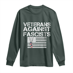 Veterans Against Fascists Long Sleeve Shirt Patriotic Soldier Vintage American Flag Dog Tag TS11 Dark Forest Green Print Your Wear