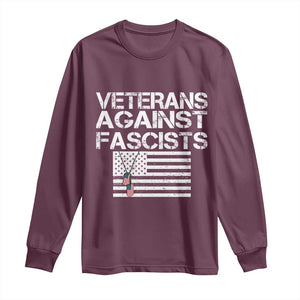 Veterans Against Fascists Long Sleeve Shirt Patriotic Soldier Vintage American Flag Dog Tag TS11 Maroon Print Your Wear