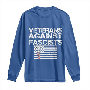 Veterans Against Fascists Long Sleeve Shirt Patriotic Soldier Vintage American Flag Dog Tag TS11 Royal Blue Print Your Wear