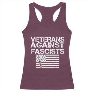 Veterans Against Fascists Racerback Tank Top Patriotic Soldier Vintage American Flag Dog Tag TS11 Maroon Print Your Wear