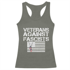 Veterans Against Fascists Racerback Tank Top Patriotic Soldier Vintage American Flag Dog Tag TS11 Military Green Print Your Wear