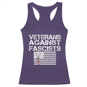 Veterans Against Fascists Racerback Tank Top Patriotic Soldier Vintage American Flag Dog Tag TS11 Purple Print Your Wear