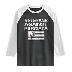 Veterans Against Fascists Raglan Shirt Patriotic Soldier Vintage American Flag Dog Tag TS11 Black White Print Your Wear