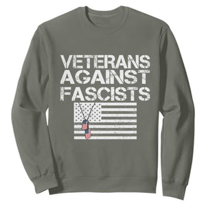 Veterans Against Fascists Sweatshirt Patriotic Soldier Vintage American Flag Dog Tag TS11 Military Green Print Your Wear