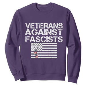 Veterans Against Fascists Sweatshirt Patriotic Soldier Vintage American Flag Dog Tag TS11 Purple Print Your Wear